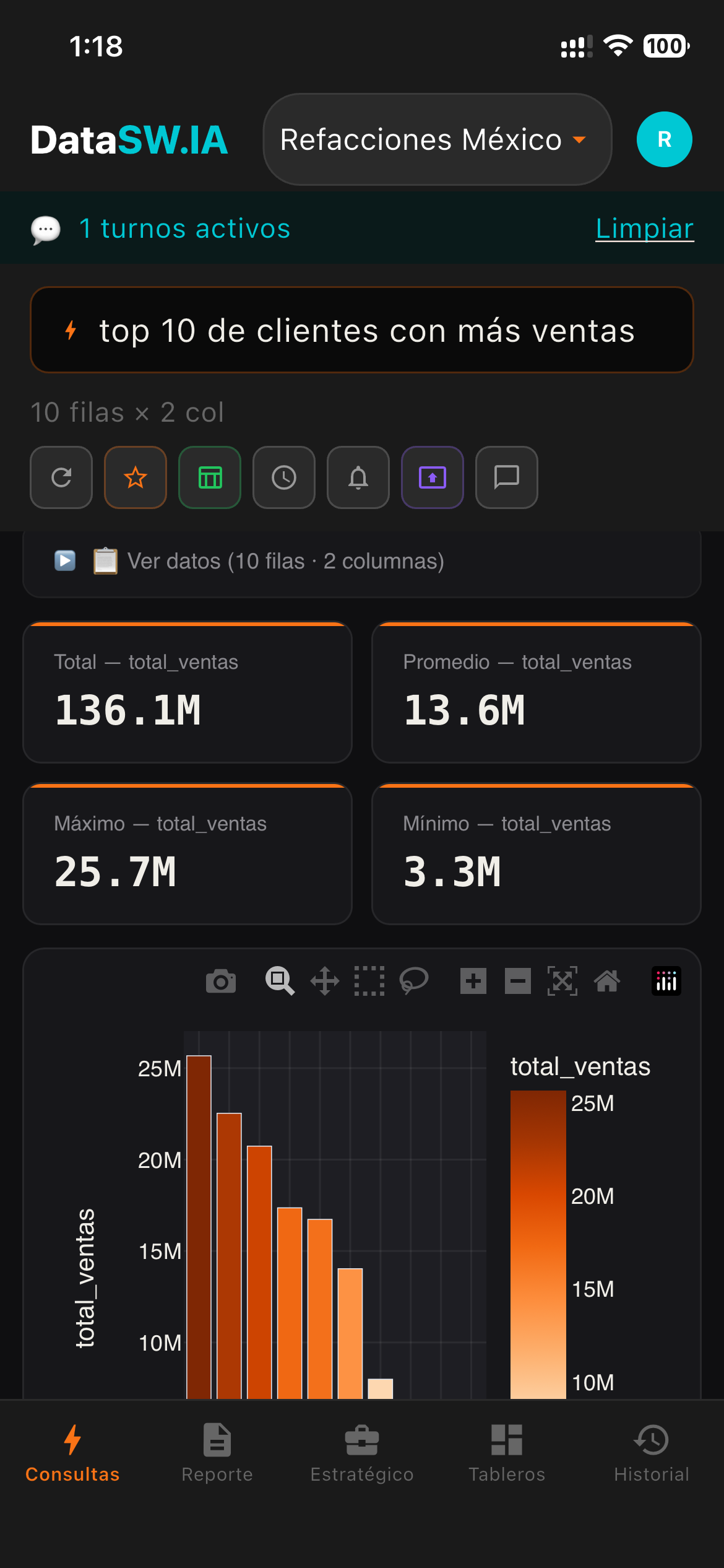 App móvil DataSW.IA con consulta conversacional